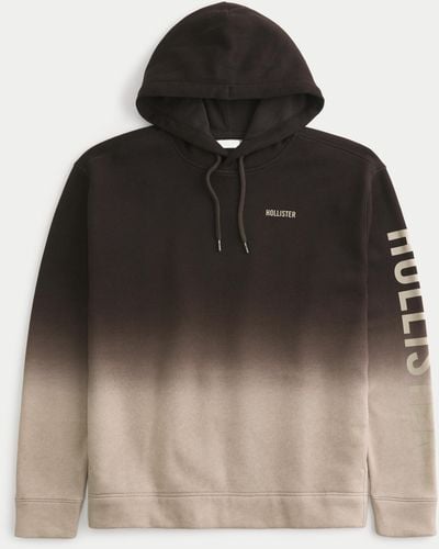 Hollister Ombre Logo Graphic Hoodie - Brown