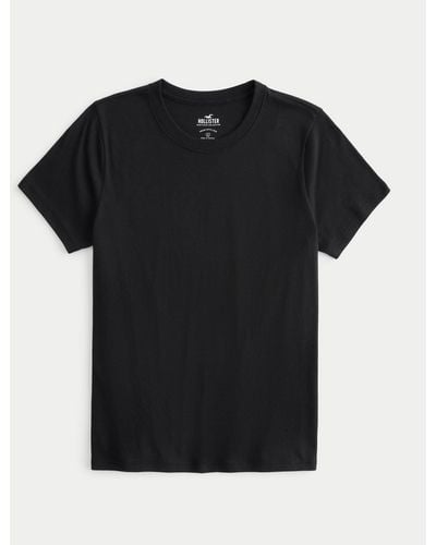 Hollister Länger geschnittenes T-Shirt mit Rundhalsausschnitt - Schwarz