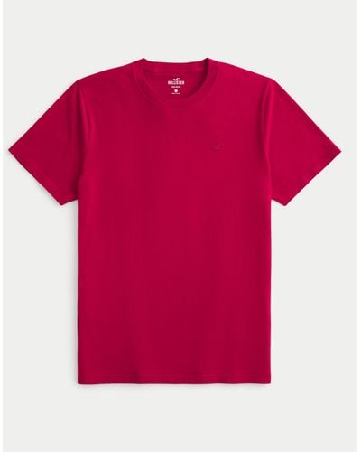 Hollister Baumwoll-T-Shirt mit Rundhalsausschnitt und Symbol - Rot