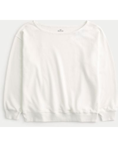 Hollister Schulterfreies Oversize-Sweatshirt - Weiß