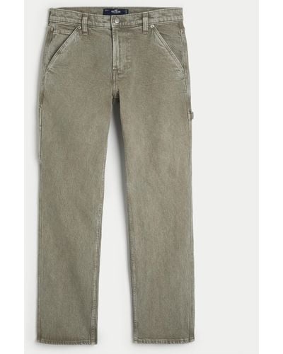 Hollister Markentypische gerade geschnittene Carpenter-Jeans in Grün - Grau