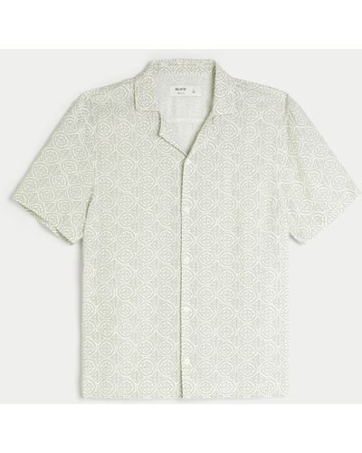 Hollister Boxy Short-sleeve Pattern Shirt - White