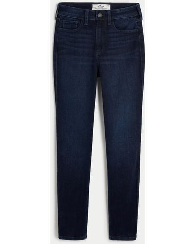 Hollister Curvy High Rise Super Skinny Jeans in dunkler Waschung - Blau