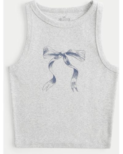 Hollister Ribbed Bow Graphic Tank - Grey