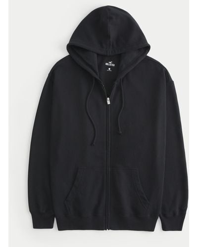 Hollister Oversized Zip-up Hoodie - Black