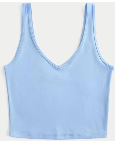 Hollister Soft Stretch Seamless Fabric V-neck Tank - Blue
