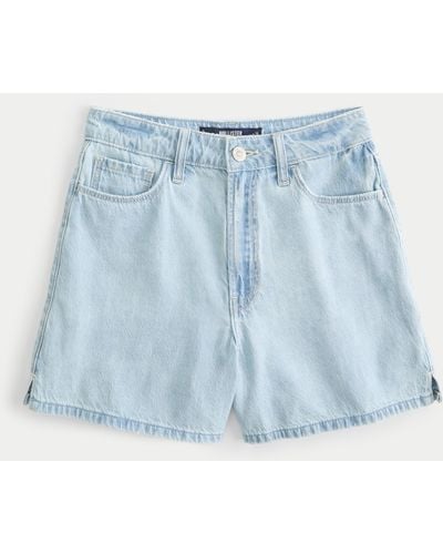 Hollister Ultra High Rise leichte Jeans-Mom-Shorts im Stil der 90er Jahre in heller Waschung - Blau