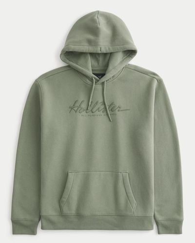 Hollister Relaxed Logo Graphic Hoodie - Green