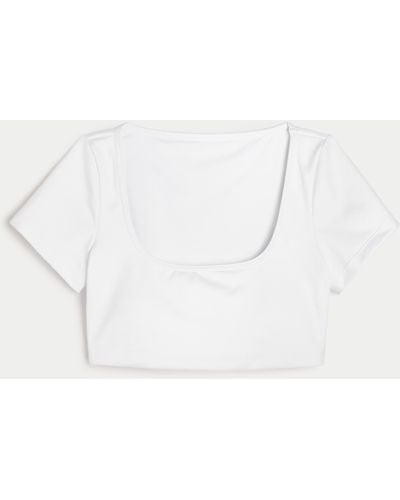 Hollister Gilly Hicks Active Recharge Crop Square-neck Top - Natural