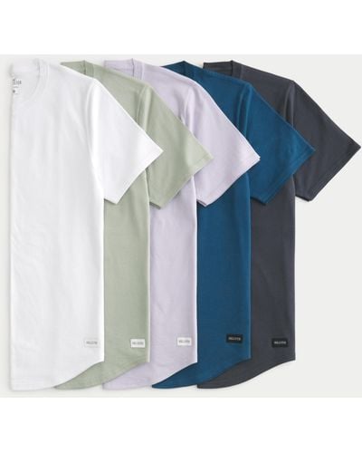 Hollister T-Shirts mit abgerundetem Saum und Rundhalsausschnitt im 5er-Pack - Blau