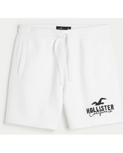 Hollister Fleece-Shorts mit Logo, 18 cm - Weiß