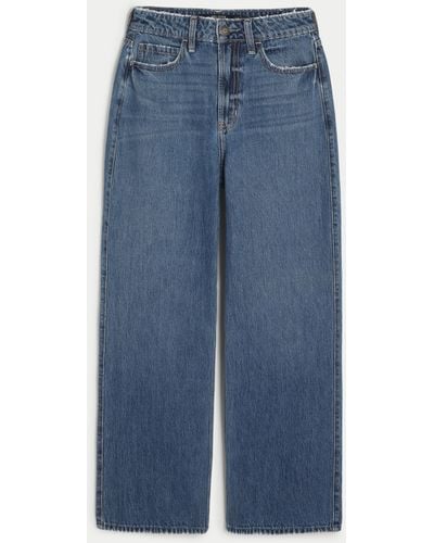 Hollister Ultra High Rise Baggy Jeans in mittlerer Waschung - Blau