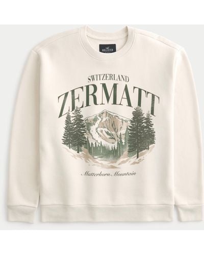 Hollister Sweatshirt mit Rundhalsausschnitt und Zermatt Switzerland-Grafikdruck - Natur