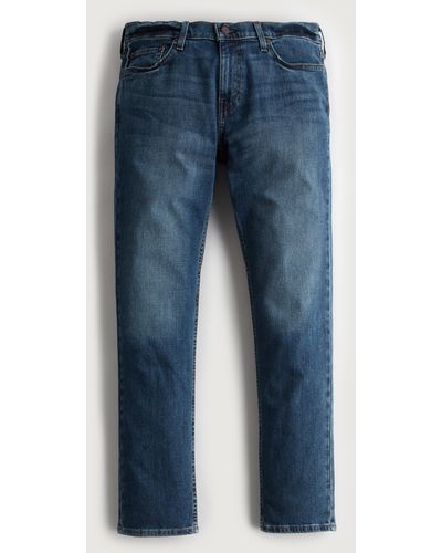 Hollister Slim Straight Jeans in dunkler Waschung - Blau