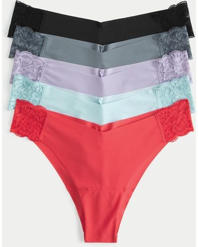 Hollister Gilly Hicks Lace-side No-show Cheeky Underwear 5-pack - Red