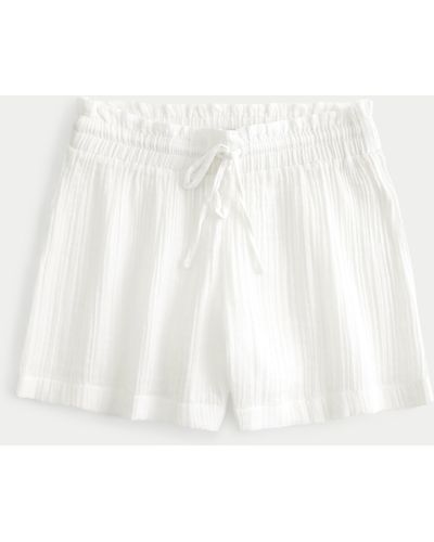 Hollister Flowy Gauze Cover Up Shorts - White