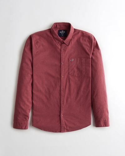 Hollister Stretch Oxford Shirt - Red
