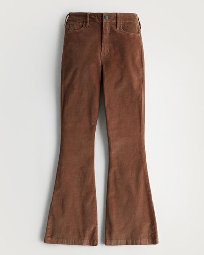 Hollister High-rise Corduroy Flare Trousers - Brown