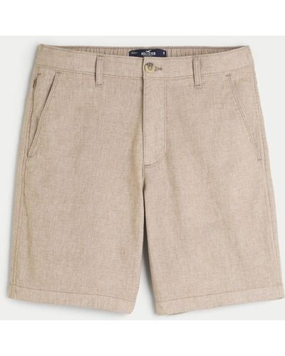 Hollister Flex-Waist-Shorts aus einer Leinenmischung mit einer Schrittlänge von 23 cm. - Natur