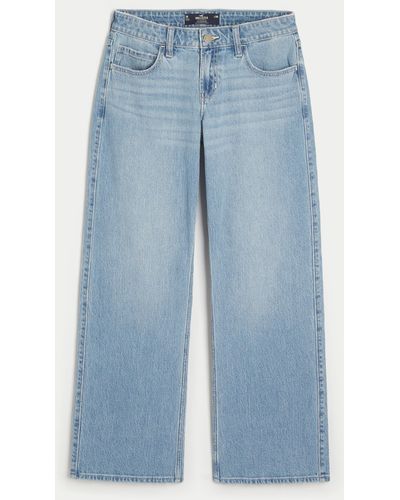 Hollister Low Rise Baggy-Jeans in heller Waschung - Blau