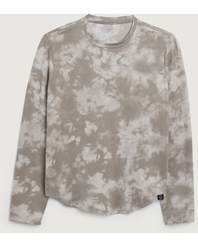Hollister Gilly Hicks kuscheliges langärmliges T-Shirt mit abgerundetem Saum - Grau