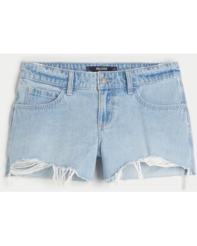 Hollister Low Rise Jeans-Shorts in Baggy-Fit in heller Waschung - Blau