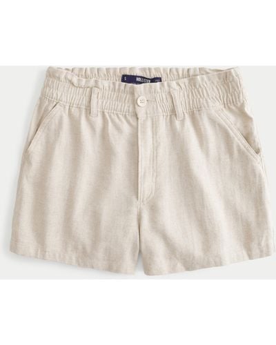 Hollister Ultra High-rise Linen Blend Soft Shorts - Natural