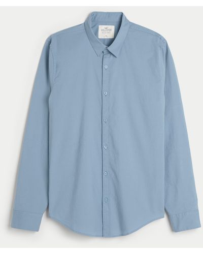 Hollister Long-sleeve Poplin Shirt - Blue