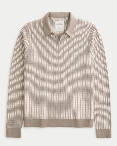 Hollister Quarter-zip Jumper Polo - Natural