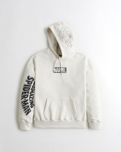 Hollister Oversized Spider-man Graphic Hoodie - Natural