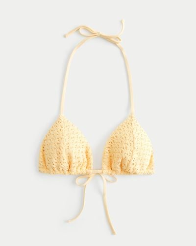 Hollister Crochet-style String Triangle Bikini Top - White
