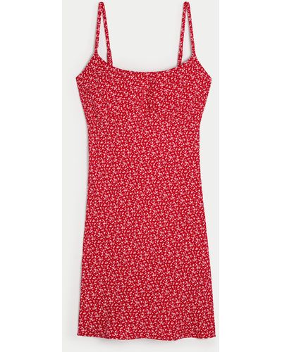Hollister Crepe Open Back Mini Slip Dress - Red