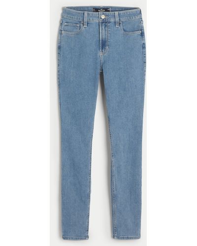 Hollister High Rise Super Skinny Jeans in heller Waschung - Blau