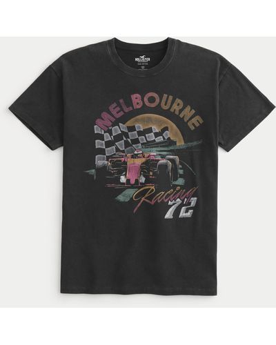 Hollister Oversized Melbourne Racing Graphic Tee - Black