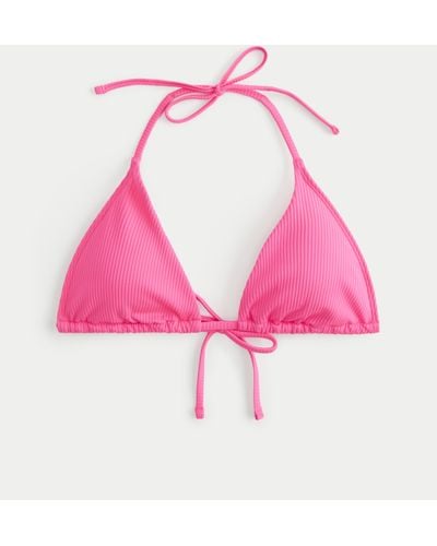 Hollister Ribbed Multi-way Triangle Bikini Top - Pink