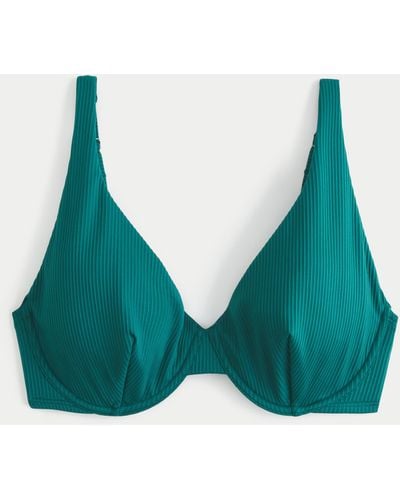 Hollister Curvy High Apex Ribbed Underwire Bikini Top - Green
