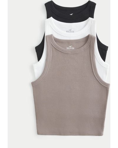 Hollister Ribbed High-neck Tank 3-pack - Grey