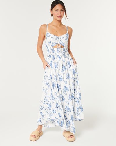 Hollister Co. CHAIN ON OFF SHOULDER WOVEN MIDI - Day dress - blue