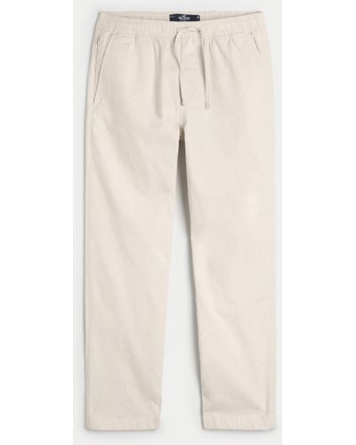 Hollister Slim Straight Linen Blend Pull-on Trousers - Natural