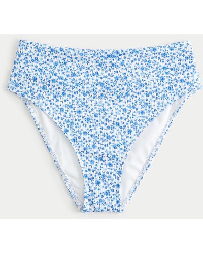 Hollister Ribbed High Crossover Waist Bikini Bottom - Blue