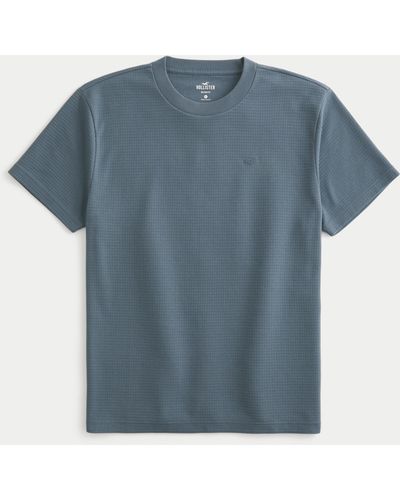 Hollister Relaxed Textured Crew T-shirt - Blue