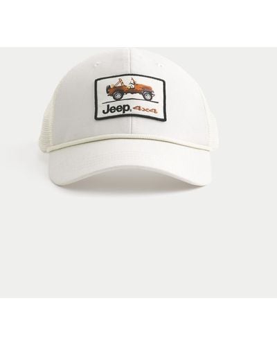 Hollister Trucker-Hut mit Jeep-Grafik - Weiß