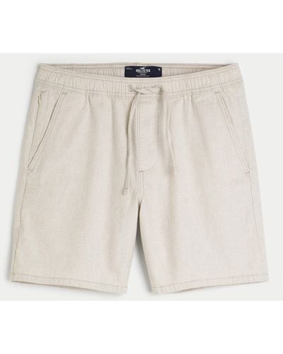 Hollister Pull-On Shorts aus Leinenmischung 18 cm - Natur