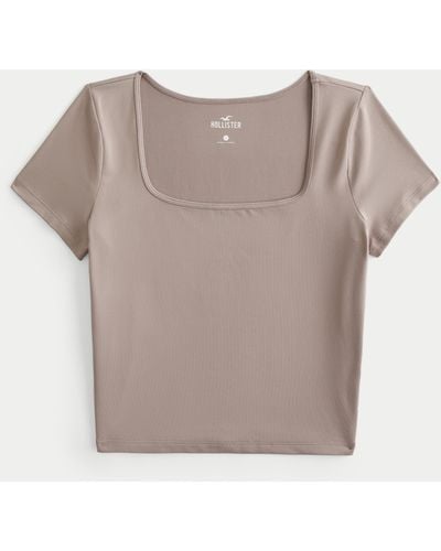 Hollister Soft Stretch Seamless Fabric Square Neck T-shirt - Grey
