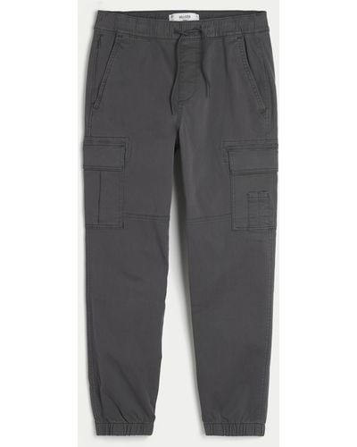 Hollister Relaxed Twill Cargo Joggers - Grey