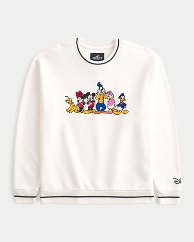Hollister Relaxed Disney Characters Graphic Crew Sweatshirt - Natural