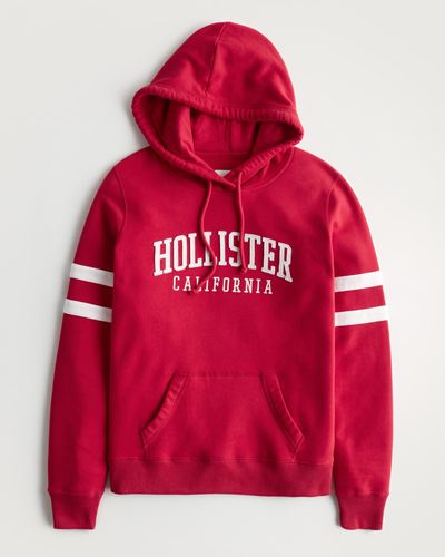 Hollister Easy Logo Graphic Hoodie - Red