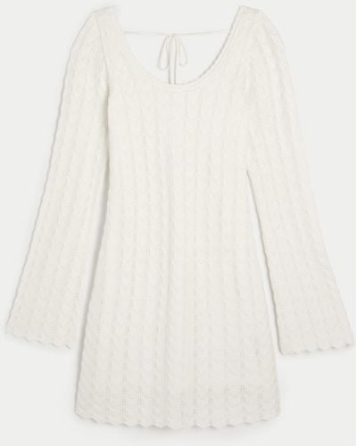 Hollister Long-sleeve Crochet Dress - White