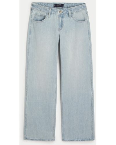 Hollister Low Rise Baggy-Jeans in heller Waschung - Blau