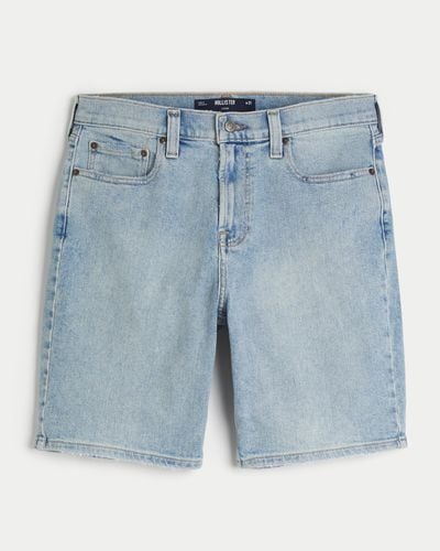 Hollister Light Wash Loose Denim Shorts 9" - Blue